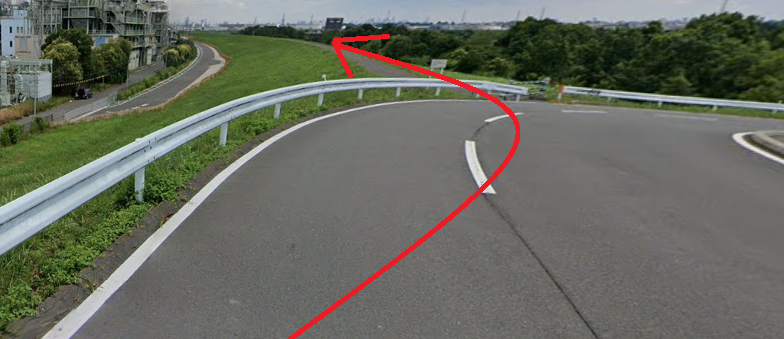 坂を上って荒川CRに入る